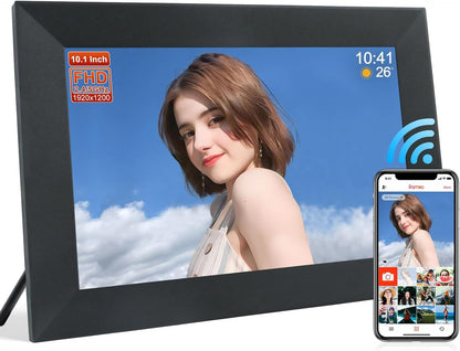 10.1-Inch Smart Wi-Fi Digital Photo Frame | 32GB Storage | Frameo App | IPS Touchscreen | Auto-Rotate