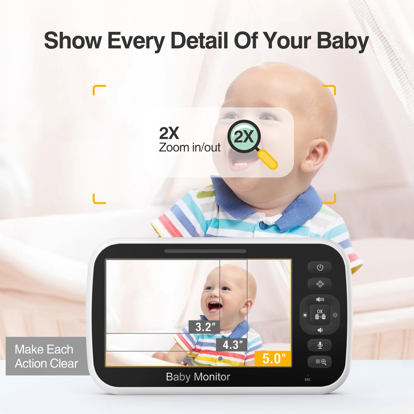 HaloGuard baby Monitor| 5" Colour Display, 2-Way Audio, Night Vision & Multi-Camera Baby Monitor