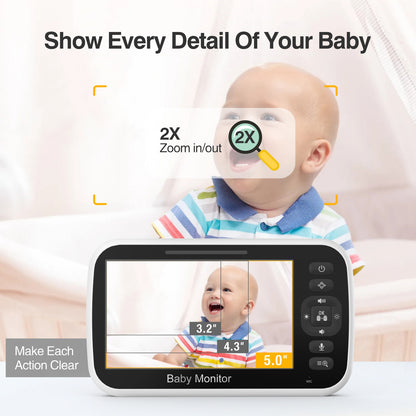 HaloGuard baby Monitor| 5" Colour Display, 2-Way Audio, Night Vision & Multi-Camera Baby Monitor