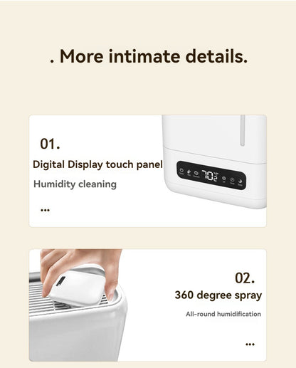 Smart Ultrasonic Humidifier & Aroma Diffuser (4L, White) | LED Display | Remote Control | Auto Shut-Off | Top Fill | 360° Mist Nozzle