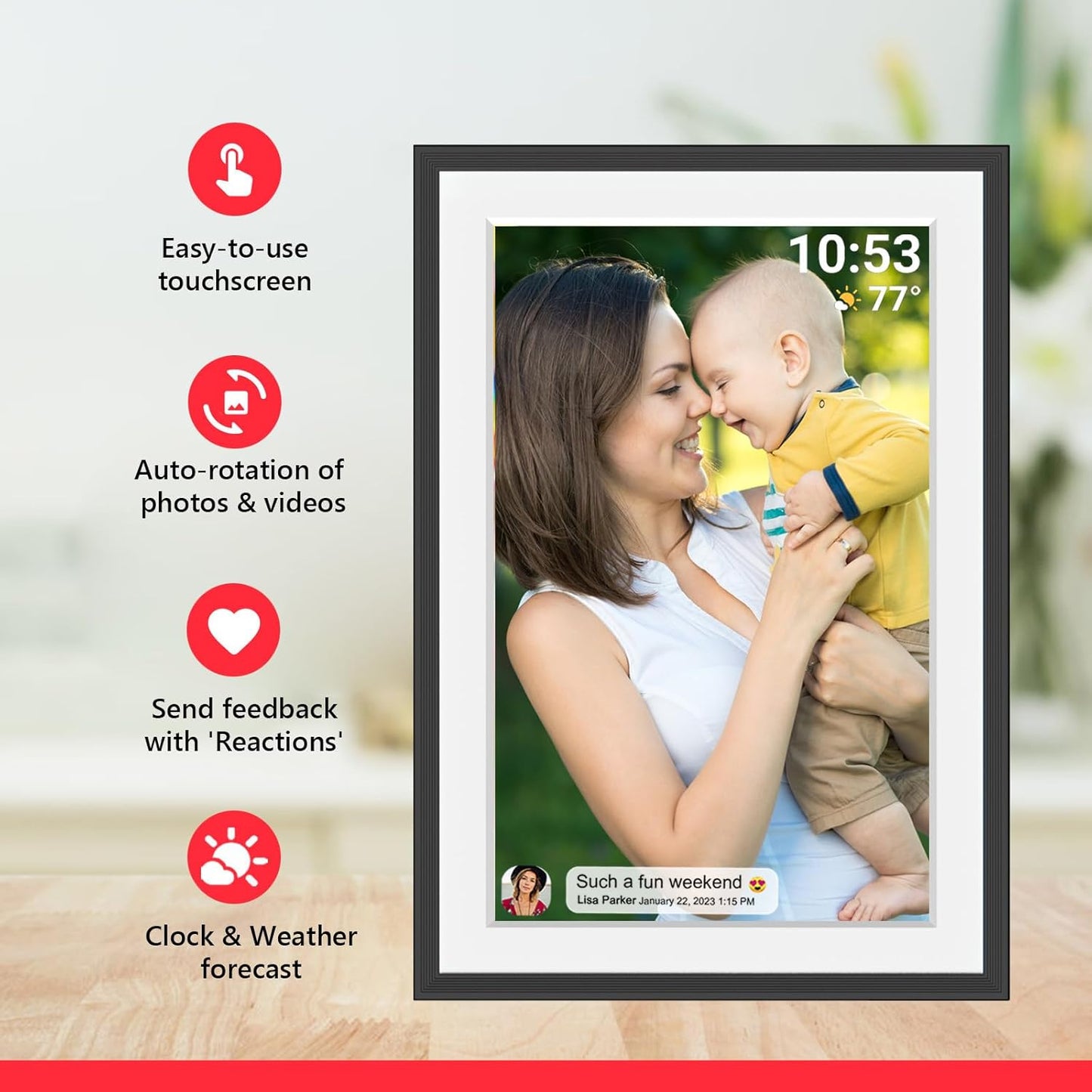 10.1-Inch Smart Wi-Fi Digital Photo Frame | 32GB Storage | Frameo App | IPS Touchscreen | Auto-Rotate