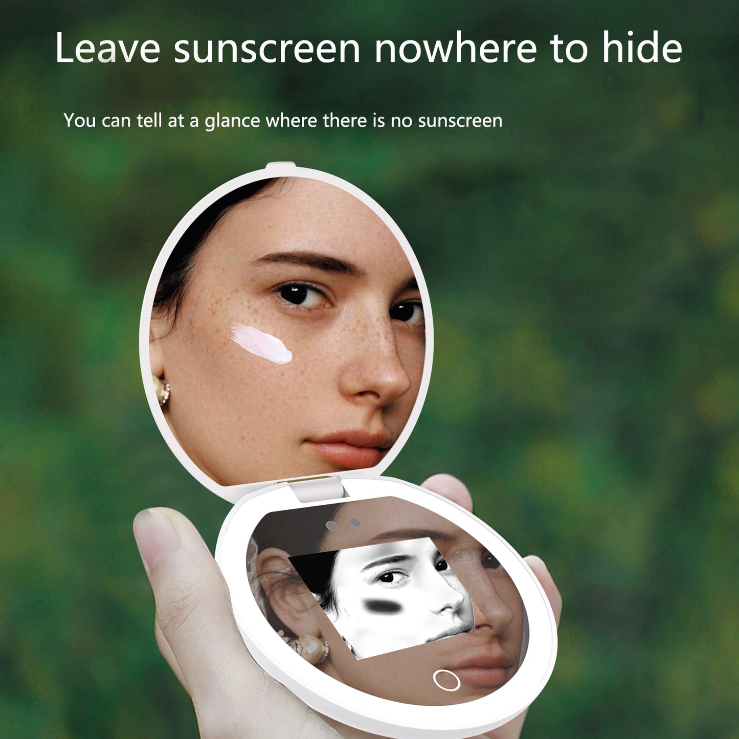 Compact Smart UV Mirror | Your Pocket Beauty & Sunscreen Expert