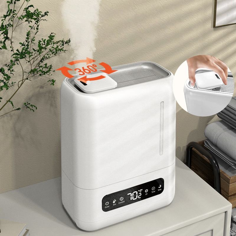 Smart Ultrasonic Humidifier & Aroma Diffuser (4L, White) | LED Display | Remote Control | Auto Shut-Off | Top Fill | 360° Mist Nozzle