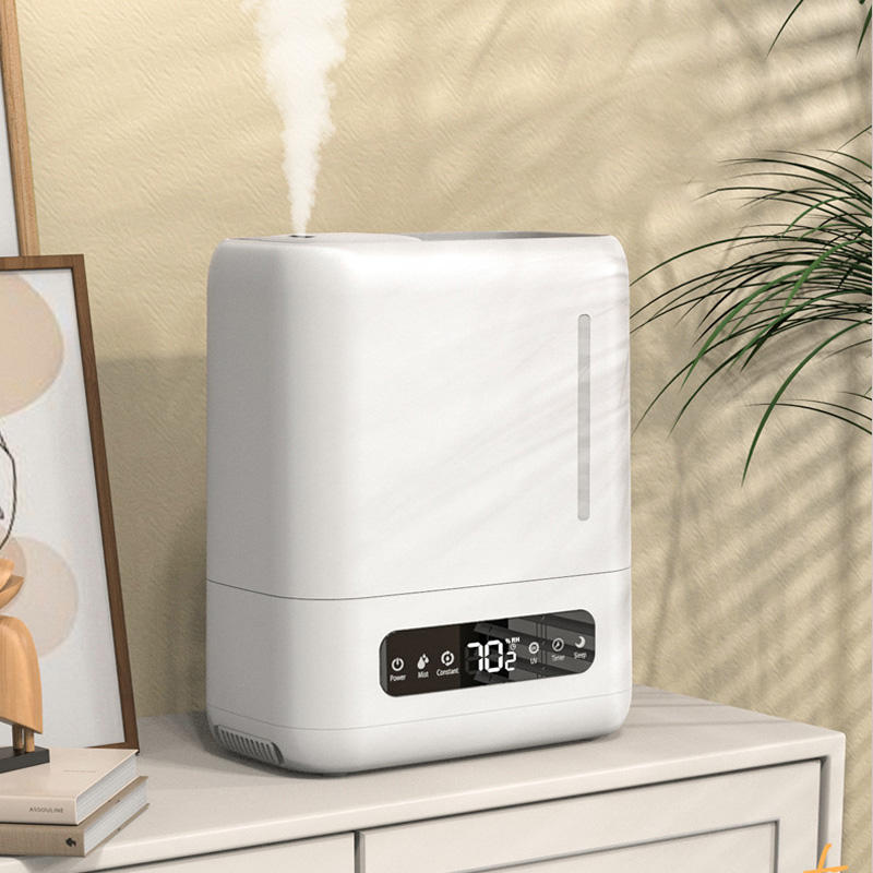 Smart Ultrasonic Humidifier & Aroma Diffuser (4L, White) | LED Display | Remote Control | Auto Shut-Off | Top Fill | 360° Mist Nozzle