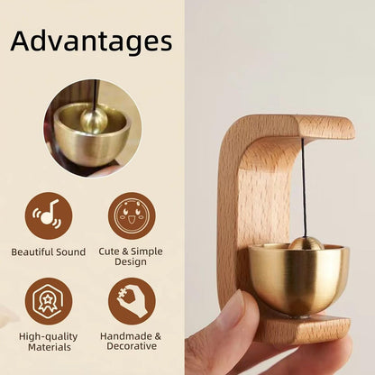 House of Exotiva Premium Wooden Brass Bell Chime – Handmade Decorative Door Bell with Stand