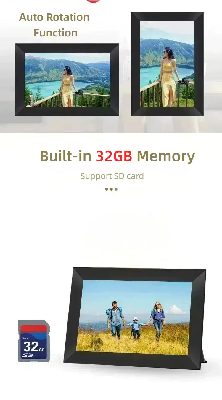 Digital Wi-Fi Photo Frame | 10.1” HD IPS Touch Screen | 32GB Built-in Storage