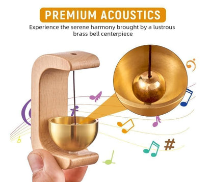 House of Exotiva Premium Wooden Brass Bell Chime – Handmade Decorative Door Bell with Stand