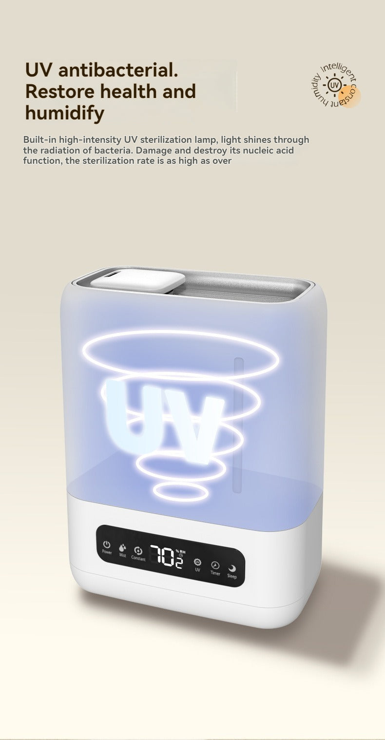 Smart Ultrasonic Humidifier & Aroma Diffuser (4L, White) | LED Display | Remote Control | Auto Shut-Off | Top Fill | 360° Mist Nozzle