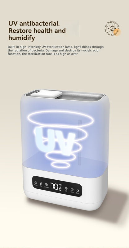 Smart Ultrasonic Humidifier & Aroma Diffuser (4L, White) | LED Display | Remote Control | Auto Shut-Off | Top Fill | 360° Mist Nozzle