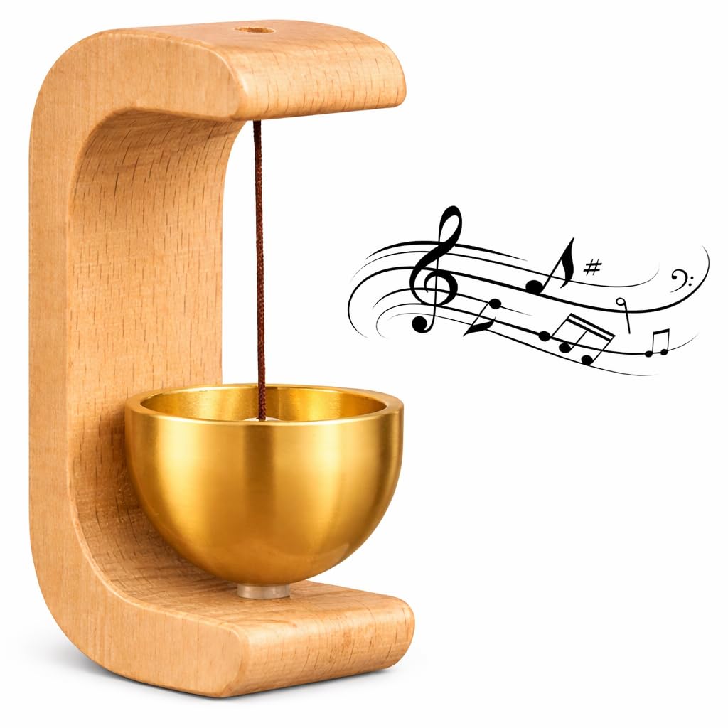 House of Exotiva Premium Wooden Brass Bell Chime – Handmade Decorative Door Bell with Stand