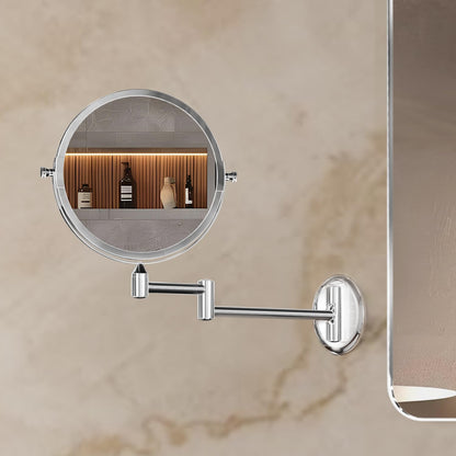 House of Exotiva Premium LED Magnifying Shaving & Makeup Mirror| Wall-Mounted | Chrome Finish
