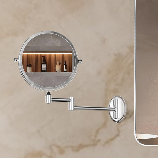 House of Exotiva Premium LED Magnifying Shaving & Makeup Mirror| Wall-Mounted | Chrome Finish