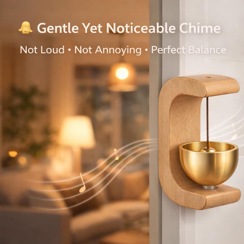 House of Exotiva Premium Wooden Brass Bell Chime – Handmade Decorative Door Bell with Stand